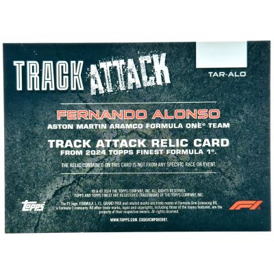Fernando Alonso 2024 Topps Finest Formula 1 - Track Attack RELIC 89/99 #TAR-ALO Aston Martin