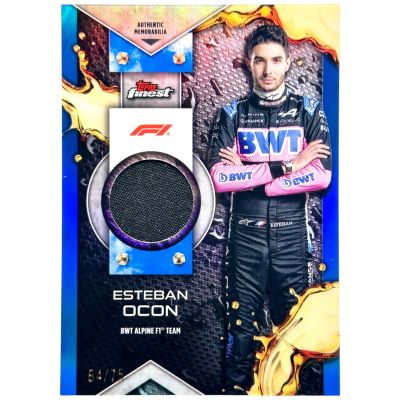 Esteban Ocon 2024 Topps Finest Formula 1 - F1 RELIC Blue 64/75 #F1R-OCO Alpine