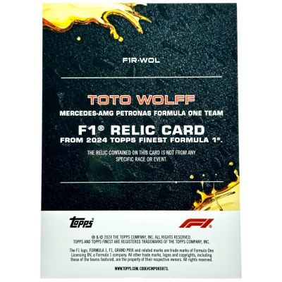 Toto Wolff 2024 Topps Finest Formula 1 - F1 RELIC 73/99 #F1R-WOL Mercedes