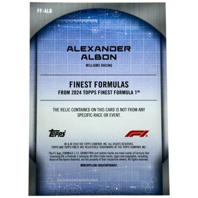 Alex Albon 2024 Topps Finest Formula 1 - Finest Formulas RELIC Blue 57/75 #FF-ALB Williams