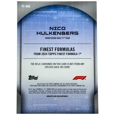 Nico Hulkenberg 2024 Topps Finest Formula 1 - Finest Formulas RELIC Silver 53/99 #FF-HUL Haas