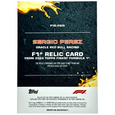 Sergio Perez 2024 Topps Finest Formula 1 - F1 RELIC Gold 20/25 #F1R-PER Red Bull