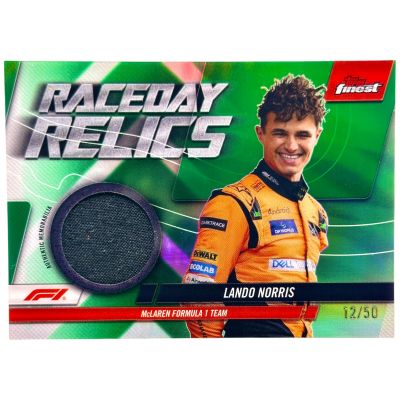 Lando Norris 2024 Topps Finest Formula 1 - Raceday RELIC Green Refractor 12/50 #RDR-NOR Mclaren