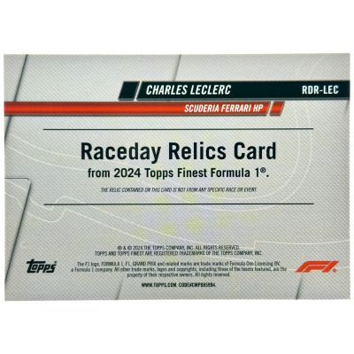 Charles Leclerc Topps Finest Formula 1 - Raceday RELIC Blue Refractor 17/75 #RDR-LEC Ferrari