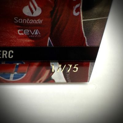 Charles Leclerc Topps Finest Formula 1 - Raceday RELIC Blue Refractor 17/75 #RDR-LEC Ferrari