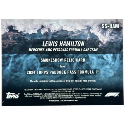 Lewis Hamilton 2024 Topps Paddock Pass Formula 1 - Smokeshow Race Worn RELIC Red 18/25 #SS-HAM Mercedes
