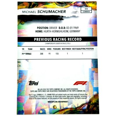 Michael Schumacher 2024 Topps Finest Formula 1 - Common Blue 100/200 #98 Ferrari