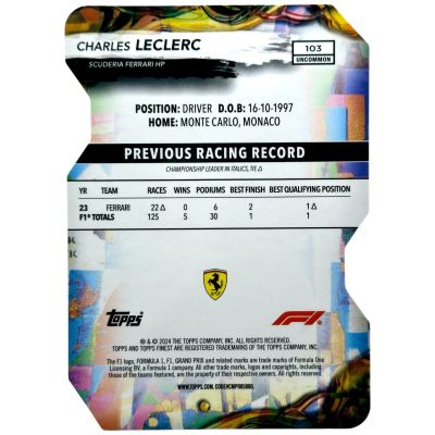 Charles Leclerc 2024 Topps Finest Formula 1 - Uncommon Die-Cut 61/75 #103 Ferrari