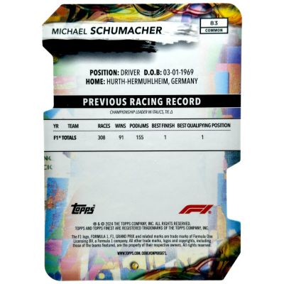 Michael Schumacher 2024 Topps Finest Formula 1 - Common Die-Cut 44/99 #83 Ferrari