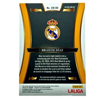 Brahim Diaz 2024-25 Panini Select La Liga - Silver Prizm RELIC #SM-BD Real Madrid