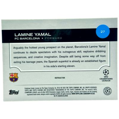 Lamine Yamal 2024-25 Topps Chrome UEFA - Future Stars REFRACTOR #27 FC Barcelona