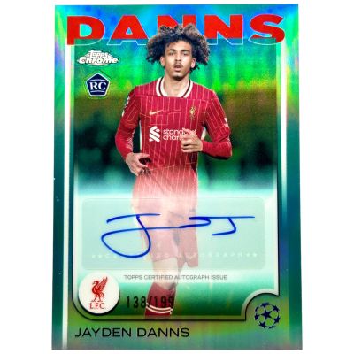 Jayden Danns 2024-25 Topps Chrome UCC - AUTO Rookie RC Aqua 138/199 Liverpool FC