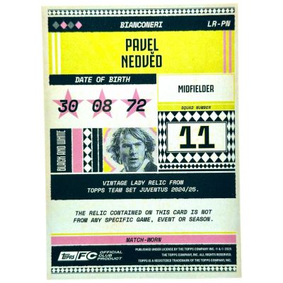 Pavel Nedved 2024-25 Topps Juventus Team Set - Vintage Lady Match Worn Relic #LW-PN