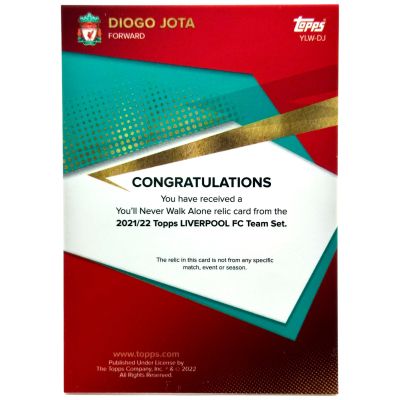 Diogo Jota 2021-22 Topps Liverpool Team Set - Match Worn RELIC #YLW-DJ
