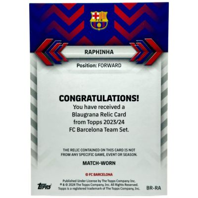 Raphinha 2023-24 Topps FC Barcelona Team Set - Match-Worn RELIC #BR-RA