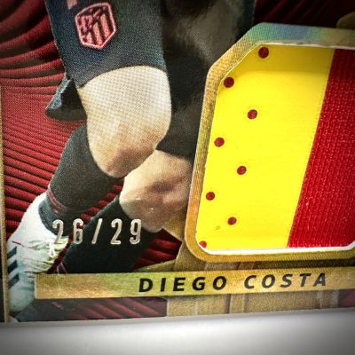 Diego Costa 2019-20 Panini Gold Standard Soccer - GEAR Player Worn PATCH Red 26/29 Atletico Madrid