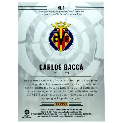 Carlos Bacca 2020-21 Panini Chronicles Soccer - Illusions Player Worn RELIC 393/500 #1 Villarreal