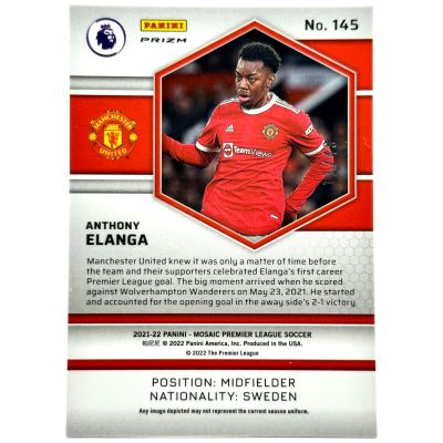 Antonhy Elanga 2021-22 Panini Mosaic Premier League Soccer - Purple 11/49 RC Rookie #145 Manchester United