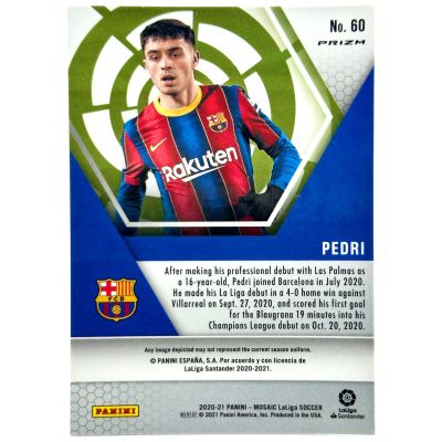 Pedri 2020-21 Panini Mosaic La Liga Soccer - Silver Mosaic Prizm Rookie RC #60 FC Barcelona