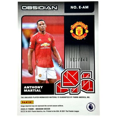 Anthony Martial 2020-21 Panini Obsidian Soccer - Eruption Player Worn RELIC 013/149 #E-AM Manchester Utd