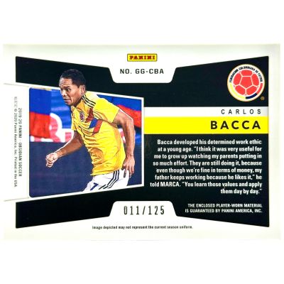 Carlos Bacca 2020-21 Panini Obsidian Soccer - Galaxy Gear Player Worn RELIC 011/125 #GG-CBA Columbia