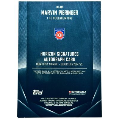 Marvin Pieringer 2024-25 Topps Midnight Bundesliga - Horizon AUTO 067/149 FC Heidenheim