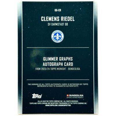 Clemens Riedel 2023-24 Topps Midnight Bundesliga - Horizon AUTO Rookie RC 17/99 #GG-CR Darmstadt