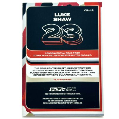 Luke Shaw 2024-25 Topps Manchester United Team Set - Player Worn RELIC #CR-LS
