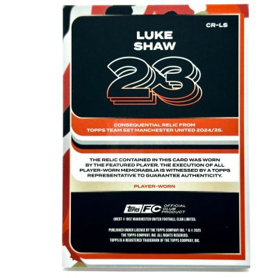 Luke Shaw 2024-25 Topps Manchester United Team Set - Player Worn RELIC Blue 154/250 #CR-LS