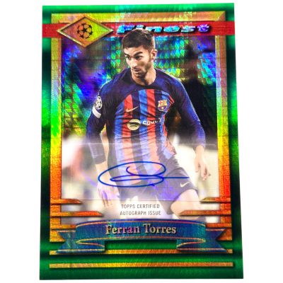 Ferran Torres 2022-23 Topps Finest Flashbacks - AUTO Green 11/35 #A-FT FC Barcelona