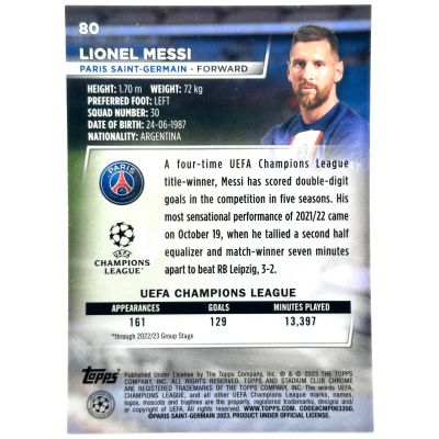 Lionel Messi 2022-23 Topps Stadium Club Chrome #80 PSG