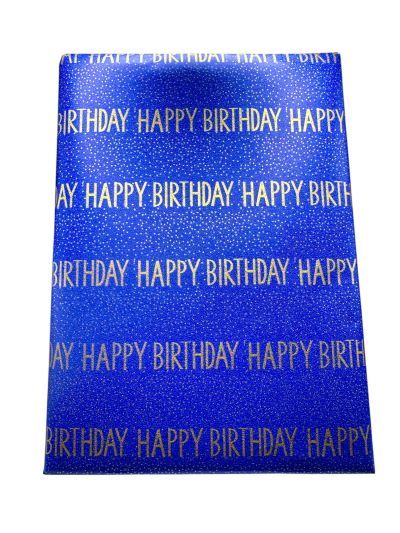 Impacheteaza cadou cu hartie albastra Happy Birthday 