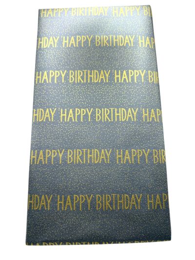 Impacheteaza cadou cu hartie gri Happy Birthday 