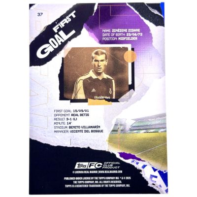 Zinedine Zidane 2024-25 Topps Real Madrid Team Set - First Goal 16/75 #37