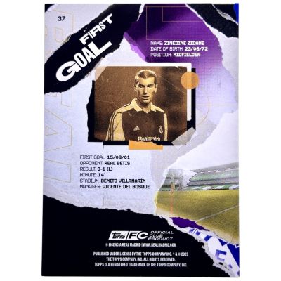 Zinedine Zidane 2024-25 Topps Real Madrid Team Set - First Goal 66/99 #37