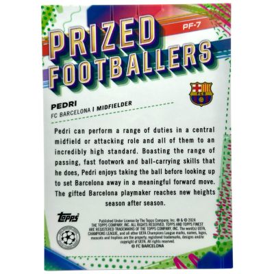 Pedri 2023-24 Topps Finest - Prized Footballers Green 93/99 SP #PF-7 FC Barcelona
