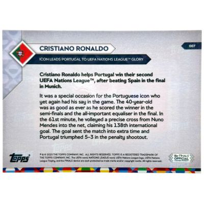 Cristiano Ronaldo 2025 Topps Now - Icon Leads Portugal Nations League Glory