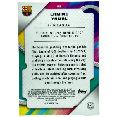 Lamine Yamal 2024-25 Topps Finest #99 FC Barcelona