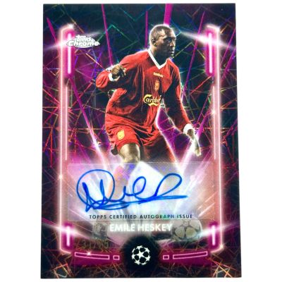 Emile Heskey 2024-25 Topps Chrome UCC - Black Lazer AUTO Magenta 31/75 #BLA-EH Liverpool