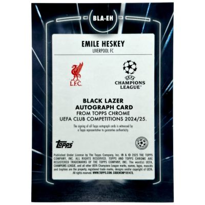 Emile Heskey 2024-25 Topps Chrome UCC - Black Lazer AUTO Green 32/99 #BLA-EH Liverpool