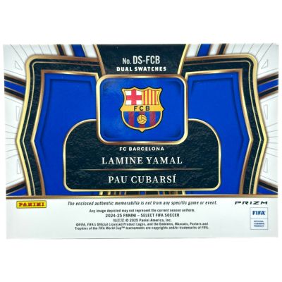 Lamine Yamal / Pau Cubarsi 2024-25 Panini Select FIFA - Dual Swatches PATCH Silver Prizm #DS-FCB FC Barcelona