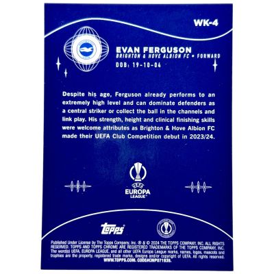 Evan Ferguson 2023-24 Topps Chrome Sapphire UCC - Wonderkids Orange 23/25 #WK-4