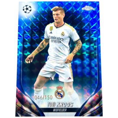 Toni Kroos 2023-24 Topps Chrome UCC - Blue Geometric Refractor 046/150 #180 Real Madrid