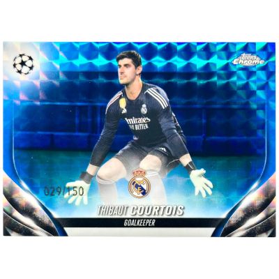 Thibaut Courtois 2023-24 Topps Chrome UCC - Blue Geometric Refractor 029/150 #100 Real Madrid