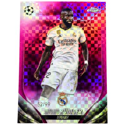 Antonio Rudiger 2023-24 Topps Chrome UCC - Magenta X-Fractor 52/99 #164 Real Madrid