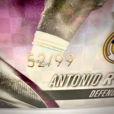 Antonio Rudiger 2023-24 Topps Chrome UCC - Magenta X-Fractor 52/99 #164 Real Madrid