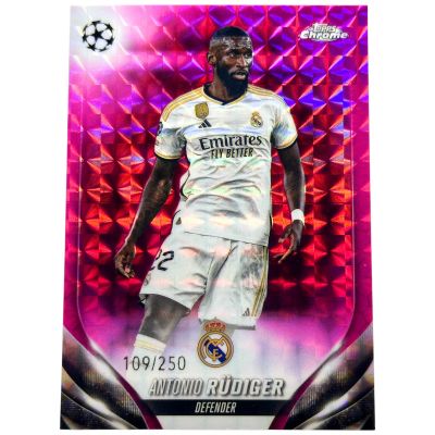 Antonio Rudiger 2023-24 Topps Chrome UCC - Pink Geometric Refractor 109/250 #164 Real Madrid
