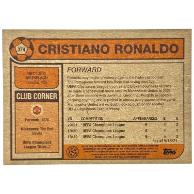Cristiano Ronaldo 2021 Topps UCL Living Set #374 Manchester United