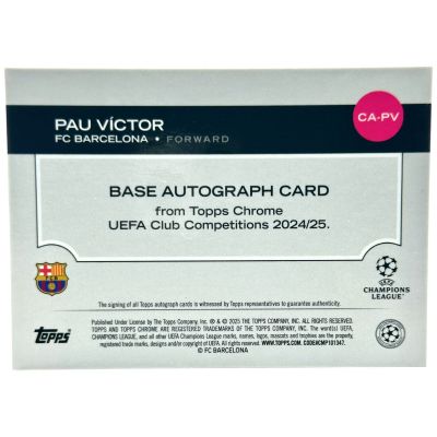 Pau Victor 2024-25 Topps Chrome UCC - Silver RC Rookie AUTO #CA-PV FC Barcelona