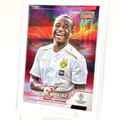 Youssoufa Moukoko 2021-22 Topps Stadium Club Chrome - Rookie R/O Electric CHARGE 3/4 #64 PSA 9 Borussia Dortmund (POP1)
